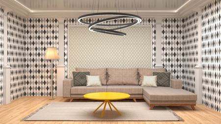 Interior living room. 3d illustrationの写真素材