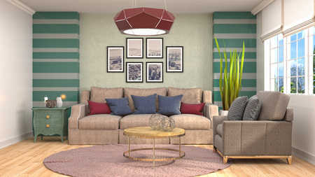 Interior living room. 3d illustrationの写真素材