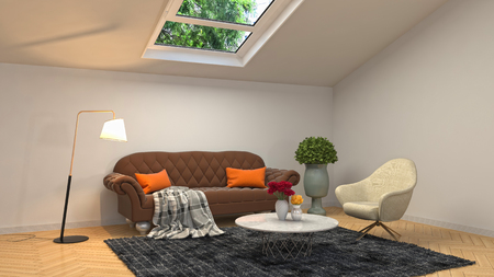 Interior living room. 3d illustrationの写真素材