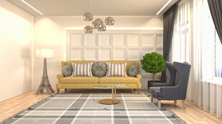 Interior living room. 3d illustrationの写真素材