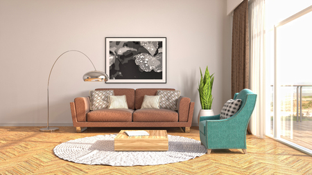 Interior living room. 3d illustrationの写真素材