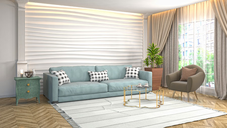Interior living room. 3d illustrationの写真素材