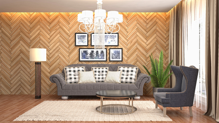 Interior living room. 3d illustrationの写真素材