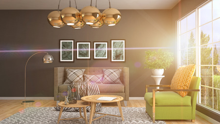 Interior living room. 3d illustrationの写真素材