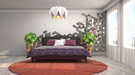 Bedroom interior. 3d illustrationの写真素材