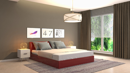 Bedroom interior. 3d illustrationの写真素材