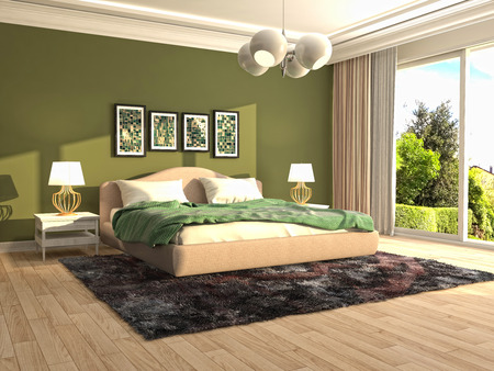 Bedroom interior. 3d illustrationの写真素材