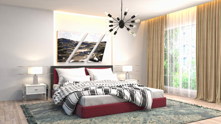 Bedroom interior. 3d illustrationの写真素材