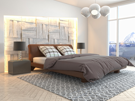 Bedroom interior. 3d illustrationの写真素材