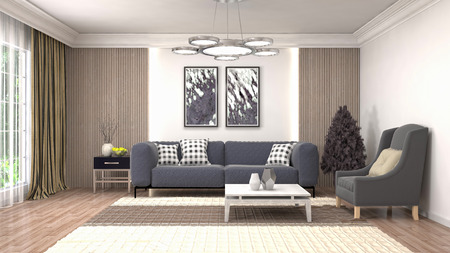 Interior of the living room. 3D illustration
