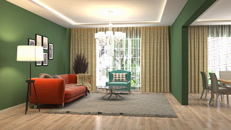 Interior of the living room. 3D illustration