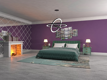 Bedroom interior. 3d illustrationの写真素材