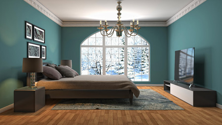 Bedroom interior. 3d illustrationの写真素材
