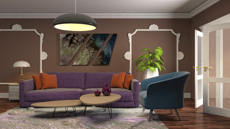 Interior of the living room. 3D illustration