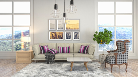 Interior of the living room. 3D illustrationの写真素材