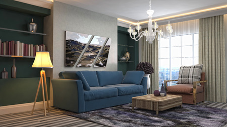 Interior of the living room. 3D illustration