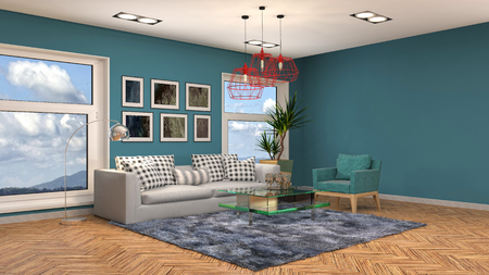 Interior of the living room. 3D illustrationの写真素材