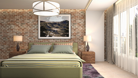 Bedroom interior. 3d illustrationの写真素材