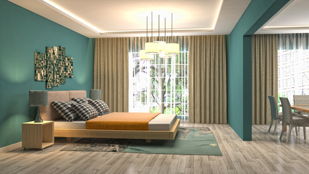 Bedroom interior. 3d illustrationの写真素材