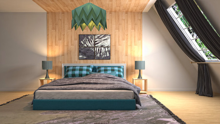 Bedroom interior. 3d illustrationの写真素材