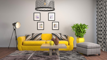 Interior of the living room. 3D illustration