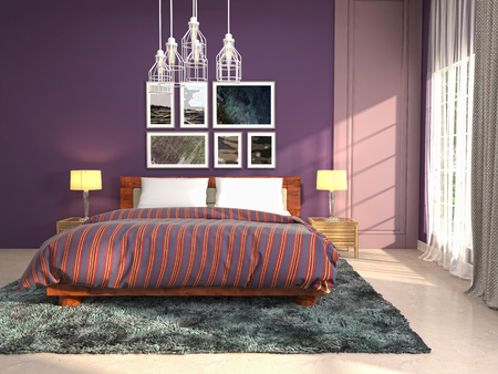 Bedroom interior. 3d illustrationの写真素材