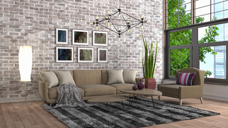Interior of the living room. 3D illustrationの写真素材