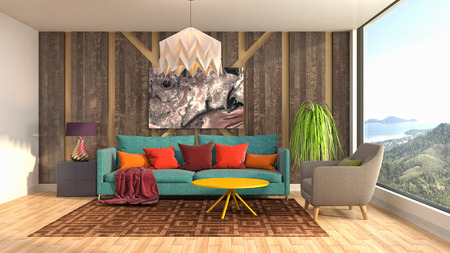 Interior of the living room. 3D illustrationの写真素材