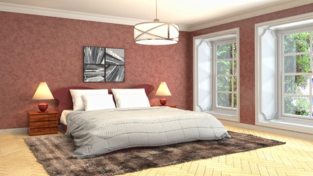 Bedroom interior. 3d illustrationの写真素材