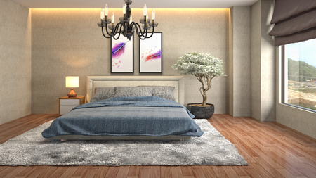 Bedroom interior. 3d illustrationの写真素材