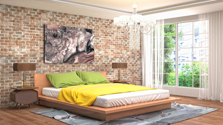 Bedroom interior. 3d illustrationの写真素材
