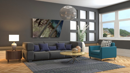 Interior of the living room. 3D illustration