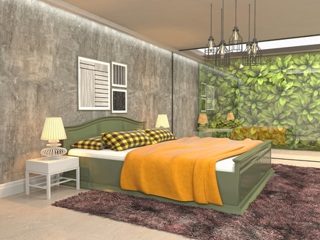 Bedroom interior. 3d illustrationの写真素材