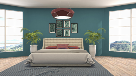 Bedroom interior. 3d illustrationの写真素材