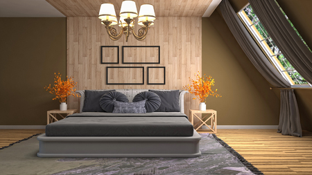 Bedroom interior. 3d illustrationの写真素材