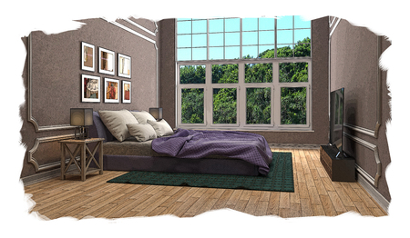 Bedroom interior. 3d illustrationの写真素材