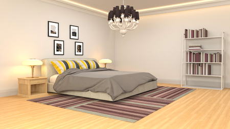 Bedroom interior. 3d illustrationの写真素材