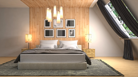 Bedroom interior. 3d illustrationの写真素材