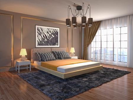 Bedroom interior. 3d illustrationの写真素材