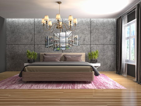 Bedroom interior. 3d illustrationの写真素材