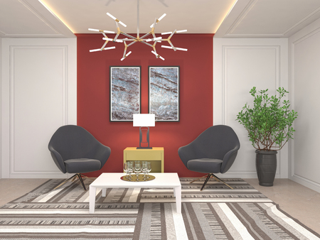 interior with chair. 3d illustration