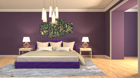 Bedroom interior. 3d illustrationの写真素材