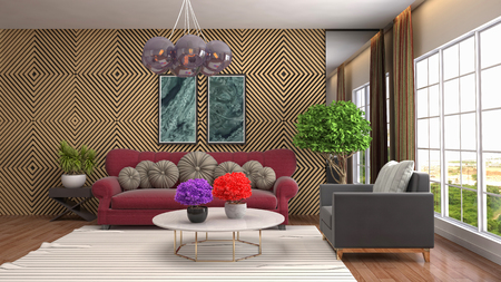 Interior of the living room. 3D illustrationの写真素材
