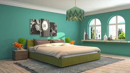 Bedroom interior. 3d illustrationの写真素材