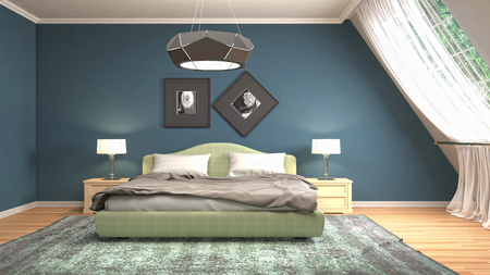 Bedroom interior. 3d illustrationの写真素材