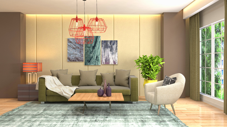 Interior of the living room. 3D illustrationの写真素材