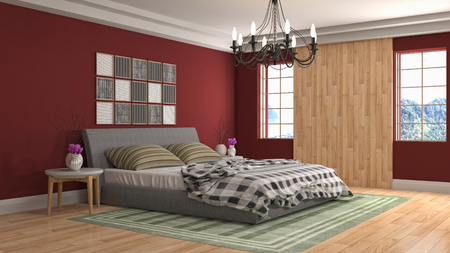 Bedroom interior. 3d illustrationの写真素材