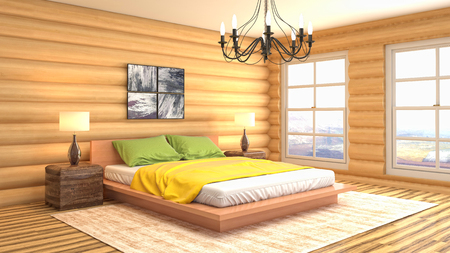 Bedroom interior. 3d illustrationの写真素材