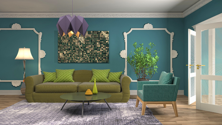 Interior of the living room. 3D illustrationの写真素材