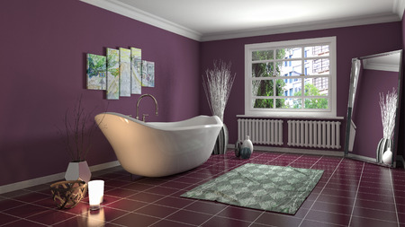 Bathroom interior. 3D illustrationの写真素材